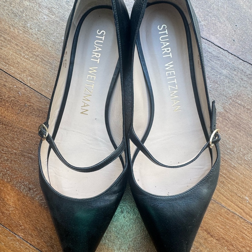 Stuart Weitzman Black Leather Flats